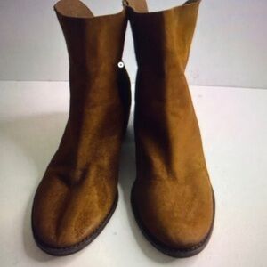 Lucky Brand Women Brown Suede Leather Ankle Boot Back Zip Size US 8 M EU 38